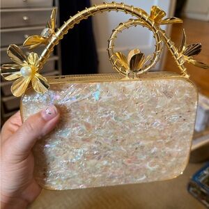 Elegant Gold and Cream Women's Handbag